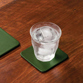Dark Green Leatherette Coaster, Square